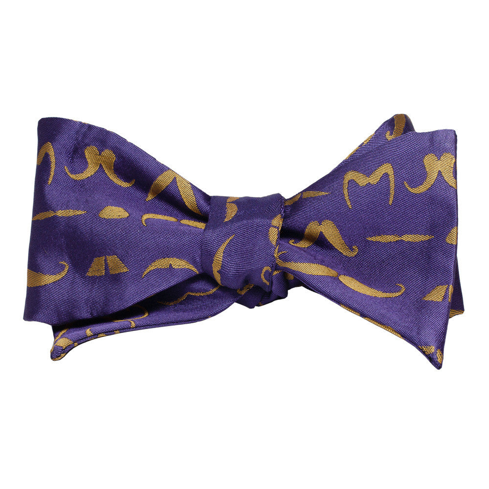 Purple and Gold Great Mustache Bow Tie - OoOtie Bowties - One-of-a-Kind Creative Bow Ties 